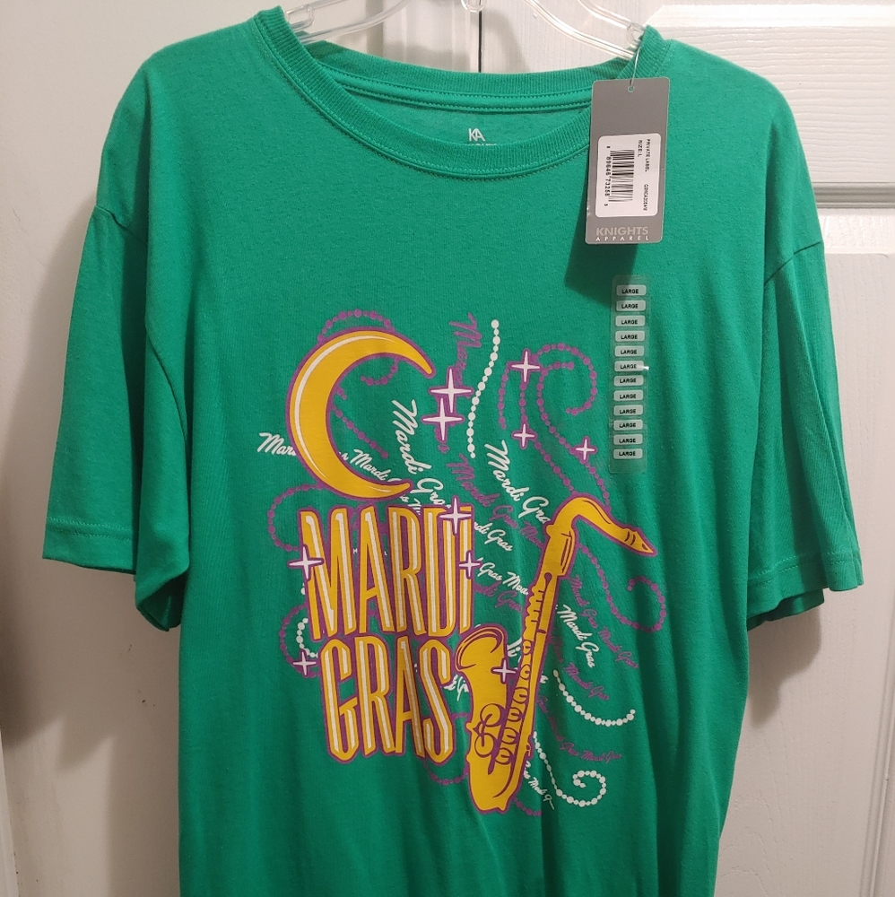 Mardi Gras Saxophone logo Green T-shirt